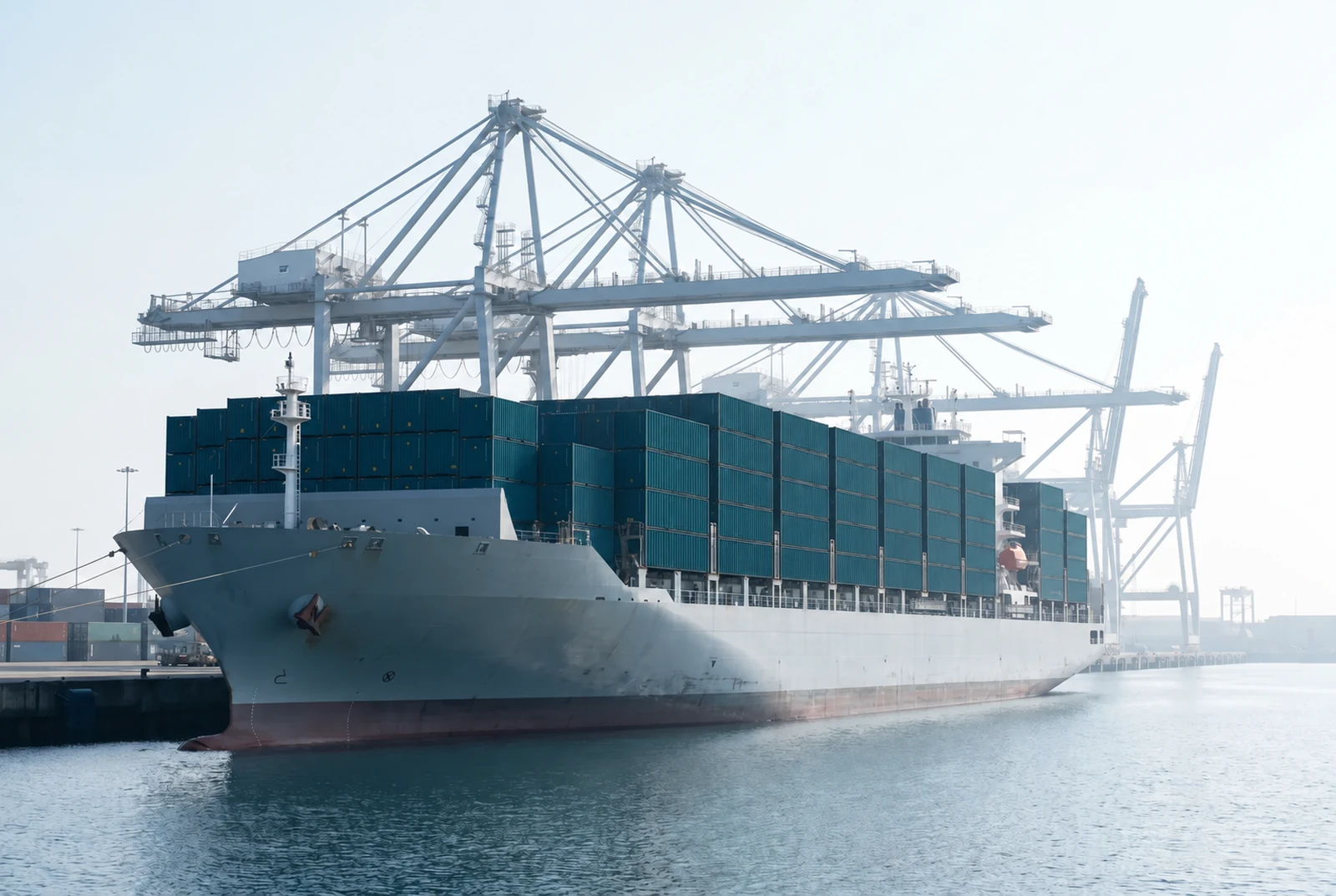 Container vessel at an international port